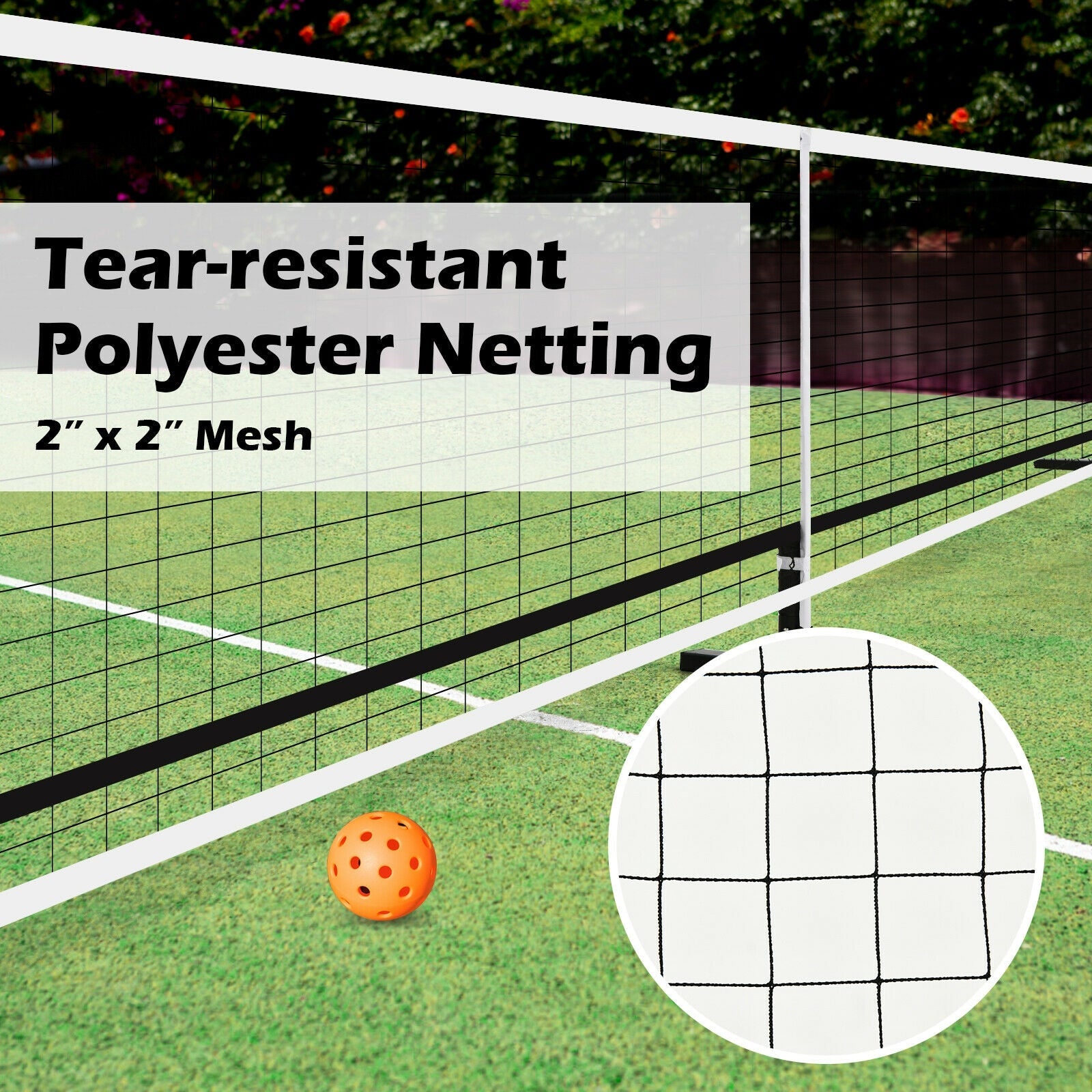 22 ft pickleball net set with carry bag, tear-resistant polyester mesh for indoor outdoor use on Tampa Home & Garden Store