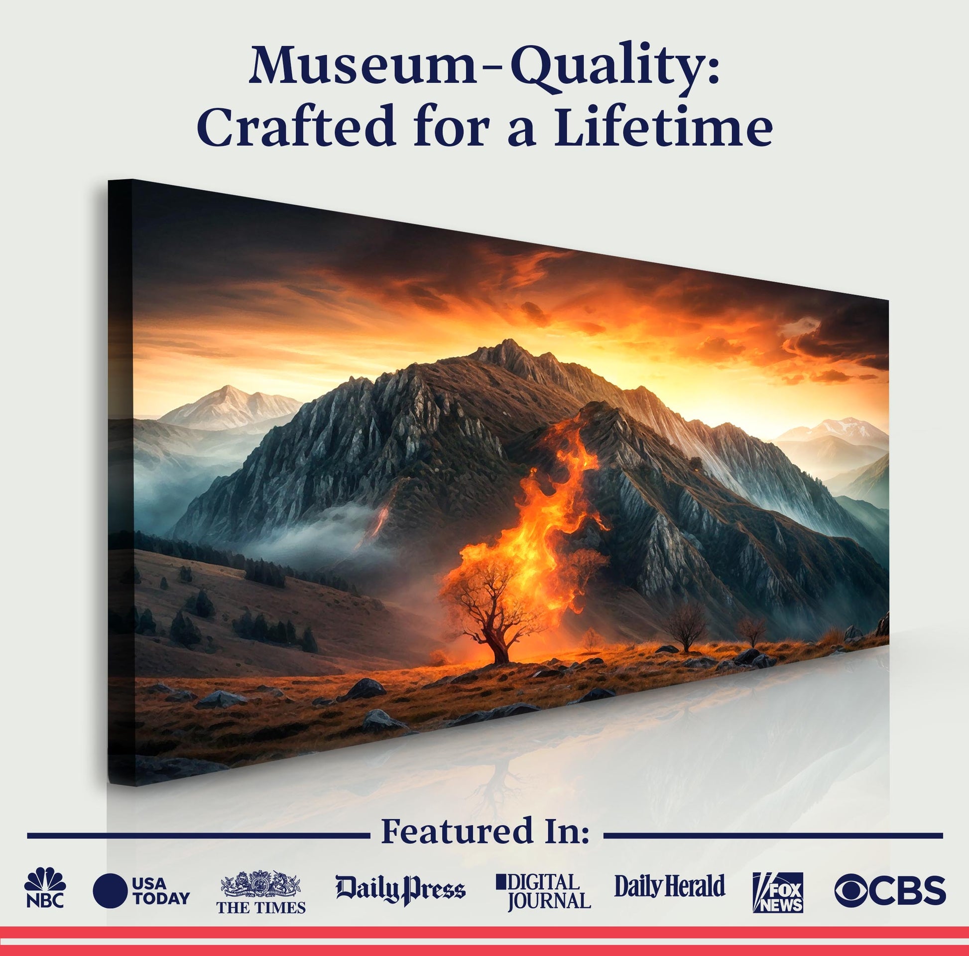 Burning Bush Faith Wall Art XIII canvas by Tailored Canvases; fiery mountain landscape on Tampa Home & Garden Store