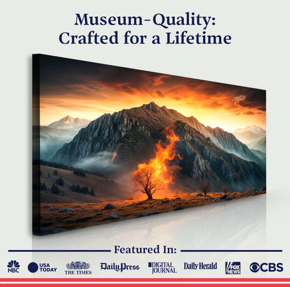 Burning Bush Faith Wall Art XIII canvas by Tailored Canvases; fiery mountain landscape on Tampa Home & Garden Store
