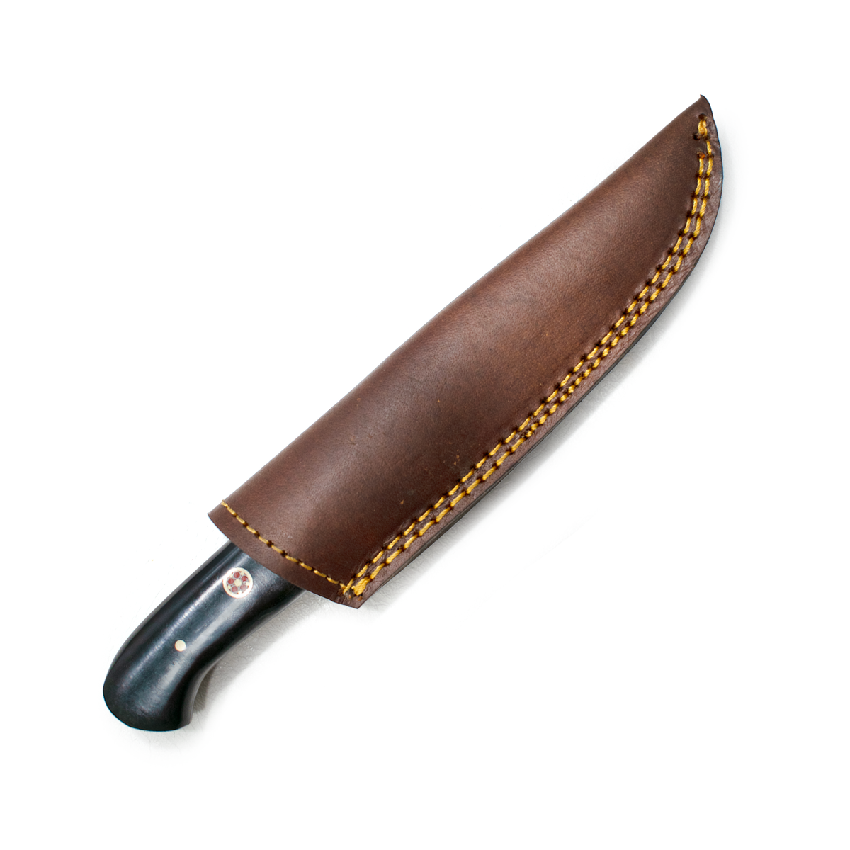 Damascus steel steak knife with dyed bone grip TK-020 by Titan International K in brown leather sheath on Tampa Home & Garden Store