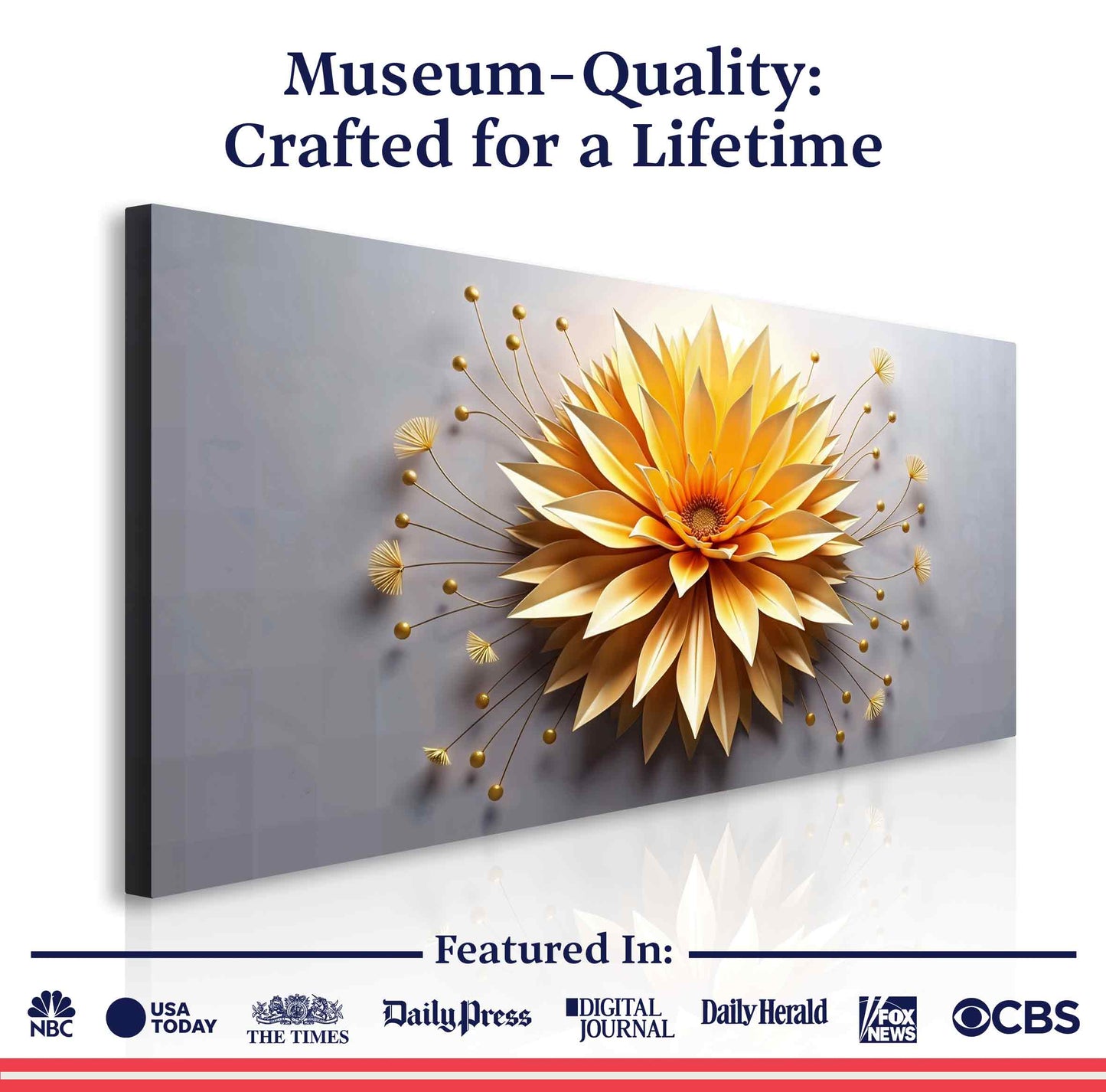 Golden Dandelion Minimalist Abstract Wall Art on Canvas by Tailored Canvases, crafting canvas on Tampa Home & Garden Store