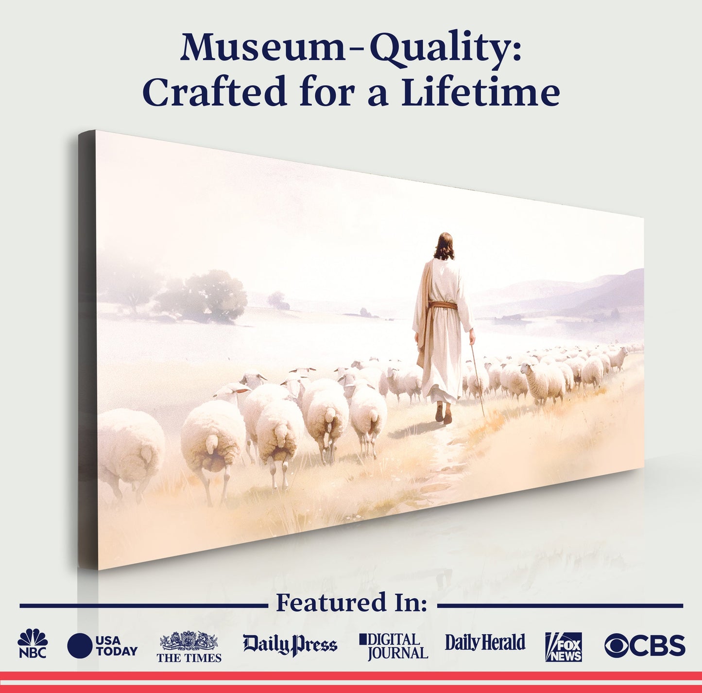 99 Faith Wall Art XI canvas; robed figure guides a flock of sheep across desert Tailored Canvases on Tampa Home & Garden Store