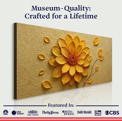 Golden Dandelion Minimalist Abstract Wall Art IV canvas by Tailored Canvases; gold textured panel on Tampa Home & Garden Store