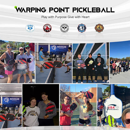 Nightblade Pickleball Paddle 16mm red/black by Warping Point, shown in collage with players on Tampa Home & Garden Store