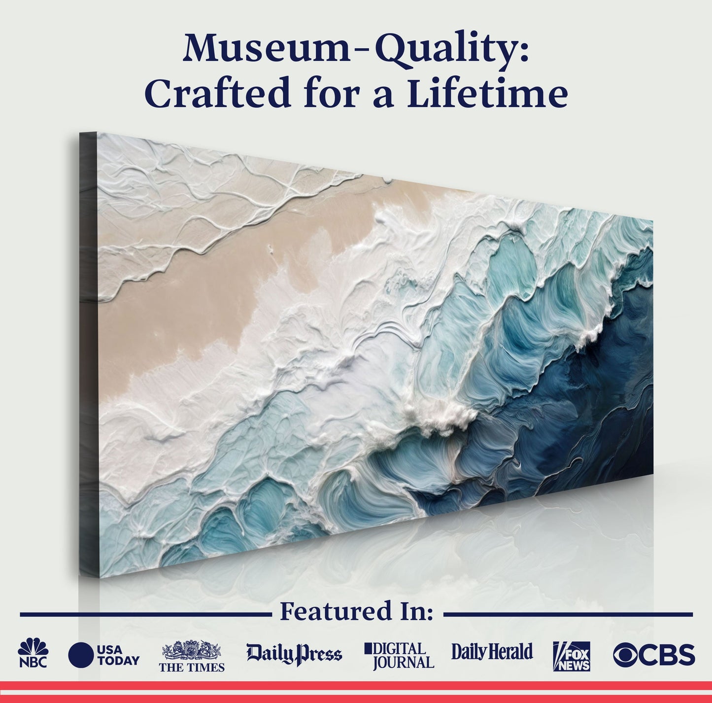 Crashing Coastal Waves Wall Art Canvas with sand and turquoise tones on Tailored Canvases on Tampa Home & Garden Store