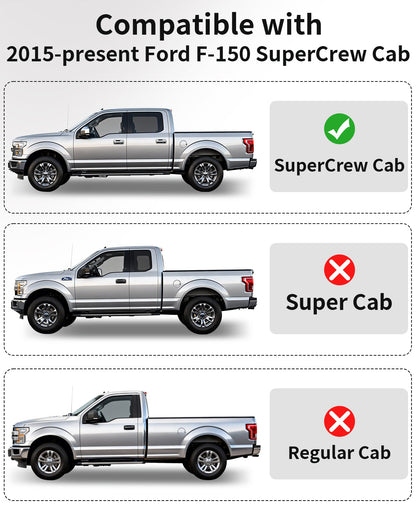 Umbrauto All Weather Floor Mats for Ford F-150 SuperCrew Cab shows SuperCrew Cab supported on Tampa Home & Garden Store