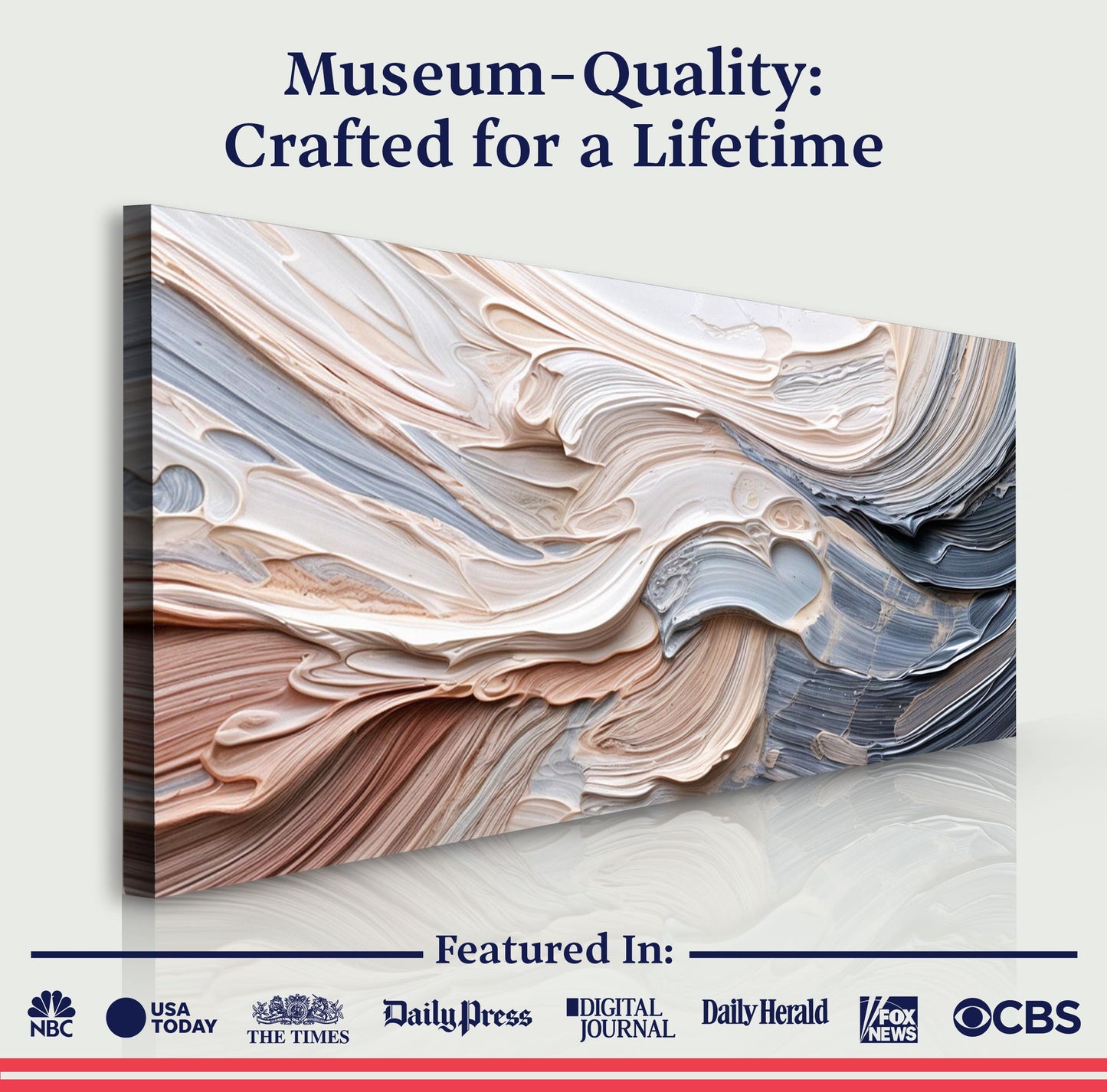 Rough Minimalist Wall Art canvas with swirling beige textures Tailored Canvases on Tampa Home & Garden Store