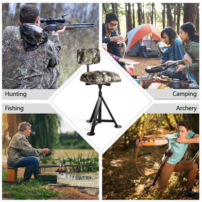 Swivel hunting chair tripod blind stool detachable backrest camo GemGear on Tampa Home & Garden Store