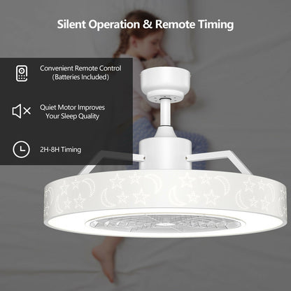 Ventilador de techo de 23 pulgadas con luz LED y control remoto - Blanco