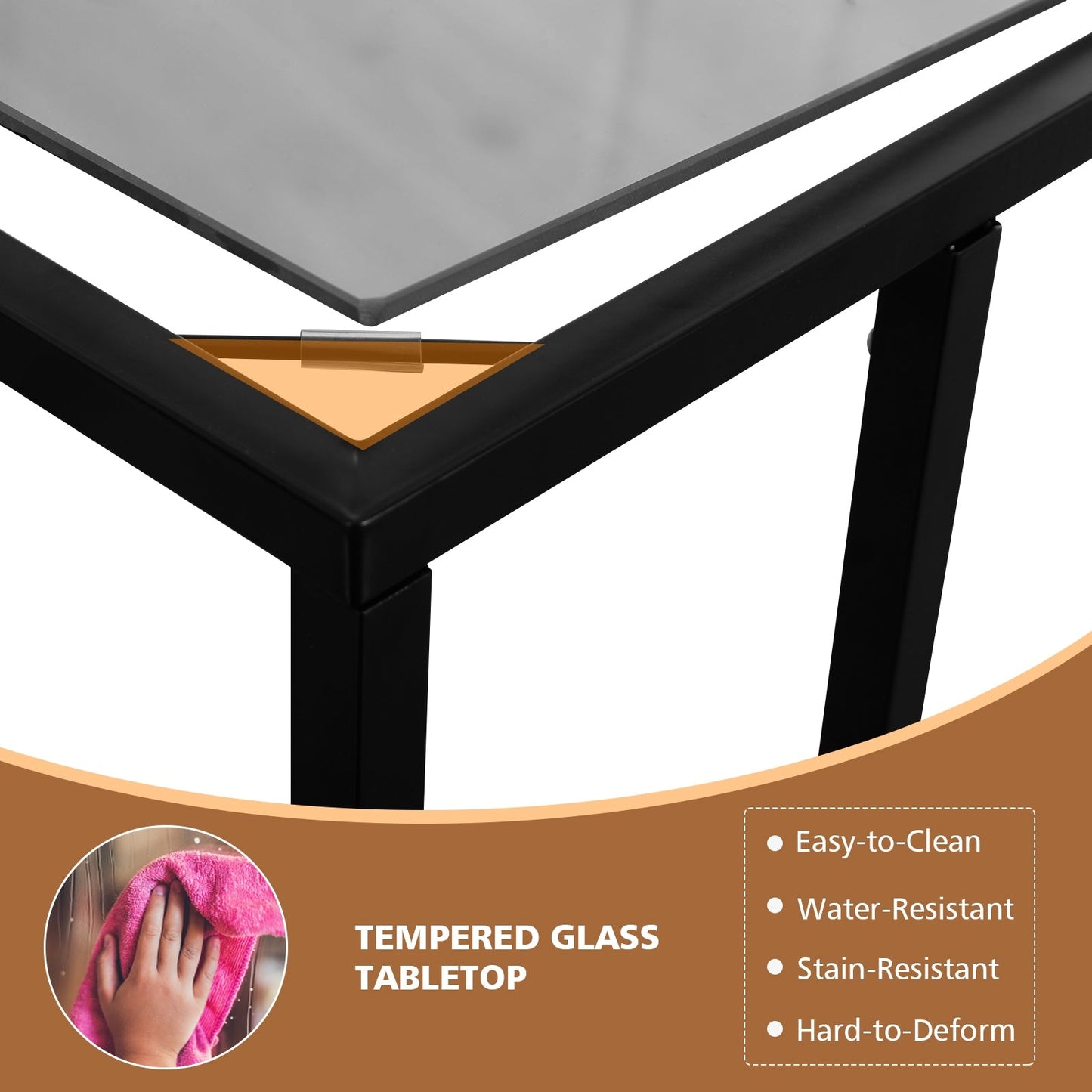 Mesa auxiliar de sofá con superficie de cristal