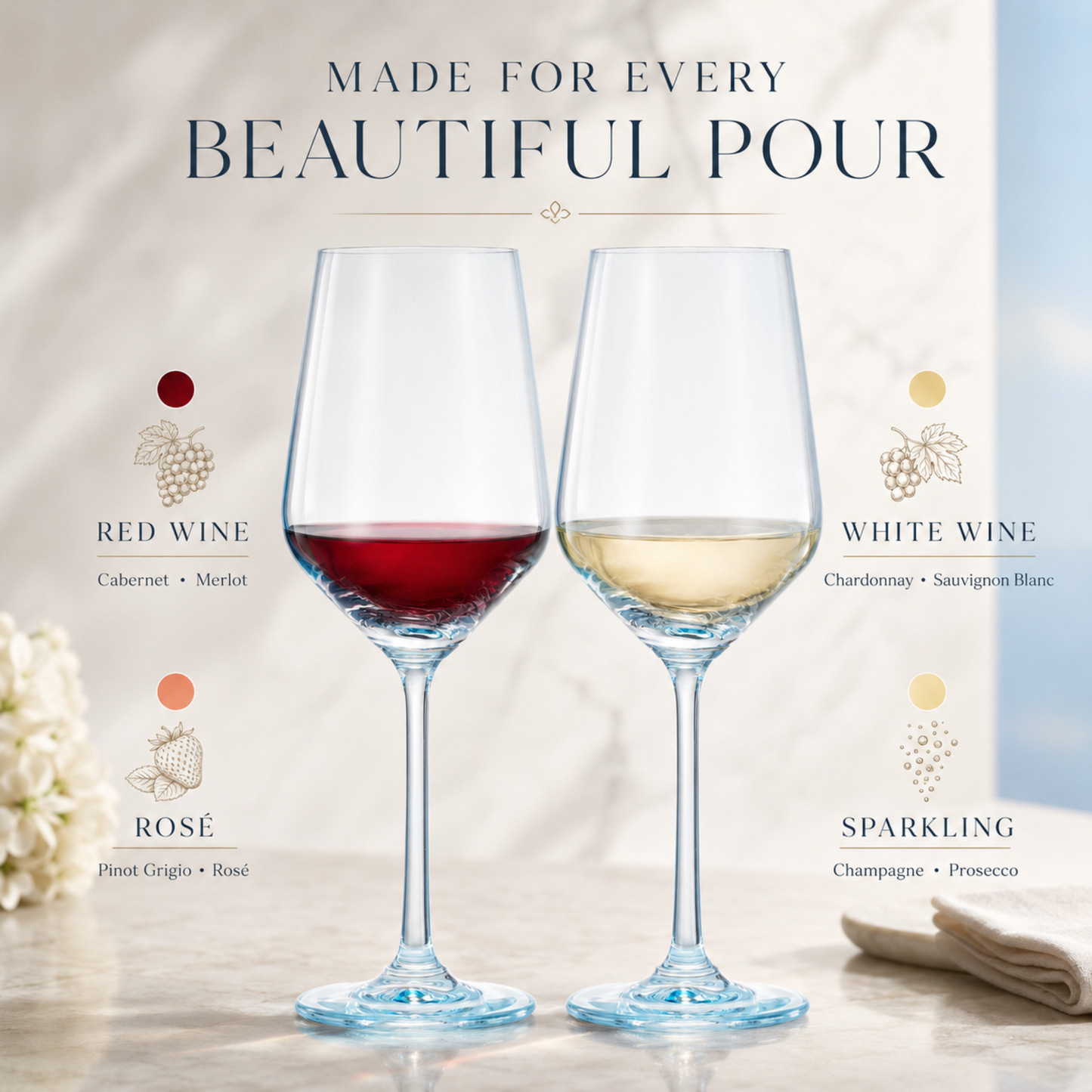 a Set Of Monet Blue Stemmed Wine Glasses