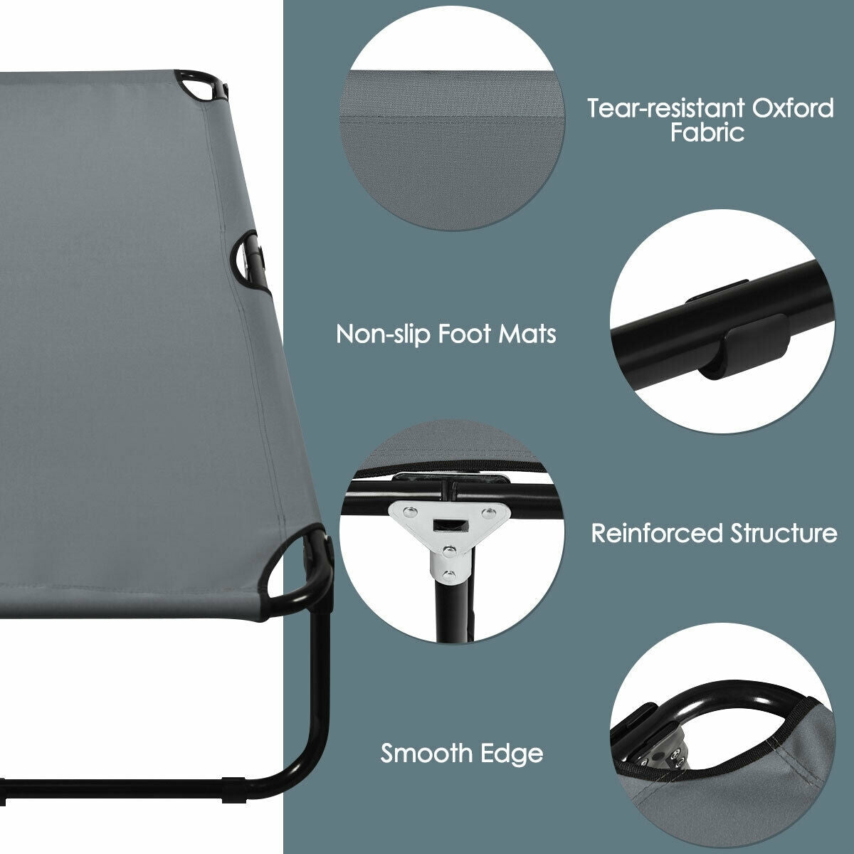 GemGear outdoor folding camping cot black with tear-resistant Oxford fabric on Tampa Home & Garden Store
