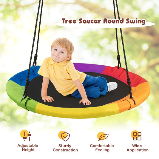 40-Inch Flying Saucer Tree Swing Outdoor Play Set with Easy Installation Process for Kids - Tampa Home & Garden Store