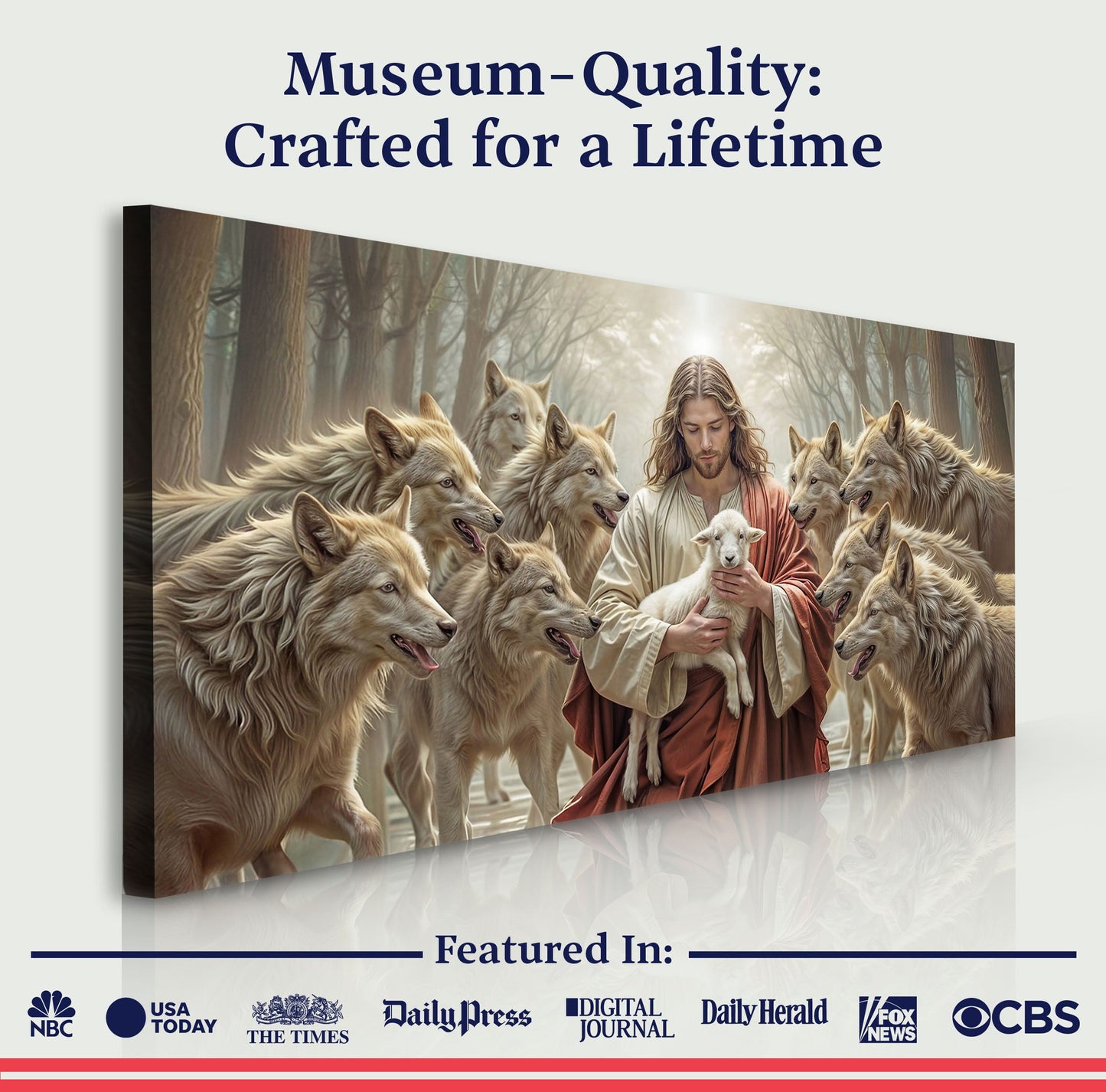 Jesus Protects The Lamb From Wolves canvas by Tailored Canvases with wolves and lamb forest on Tampa Home & Garden Store