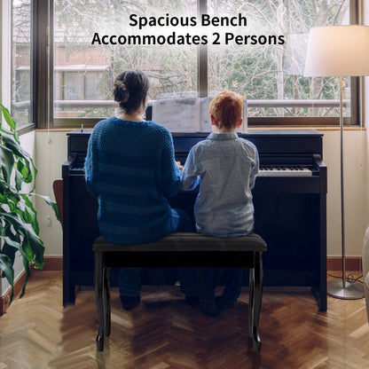 Banquetas de madera maciza con almacenamiento para piano en piel sintética - Negro
