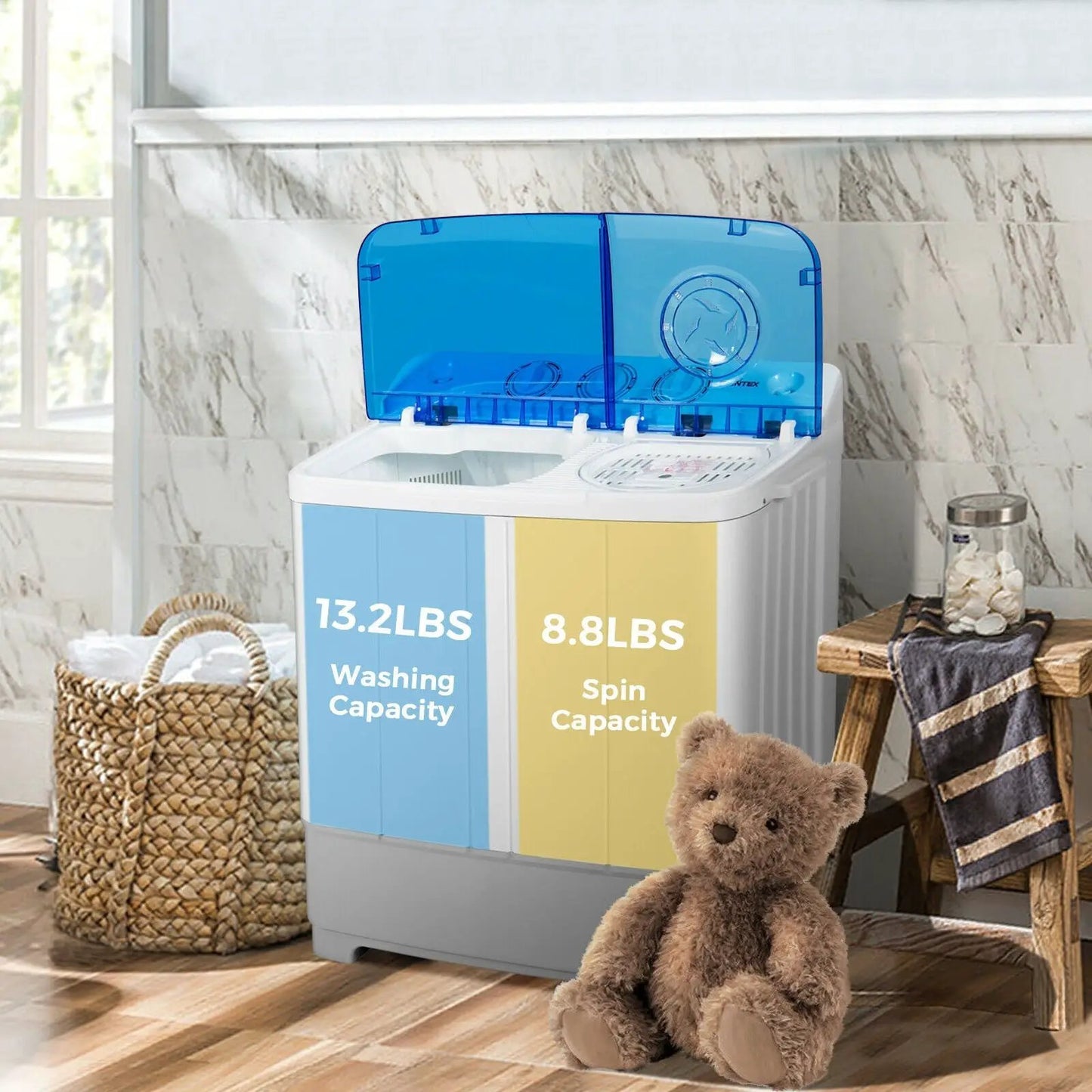 2-in-1 Portable Washing Machine Timer Control