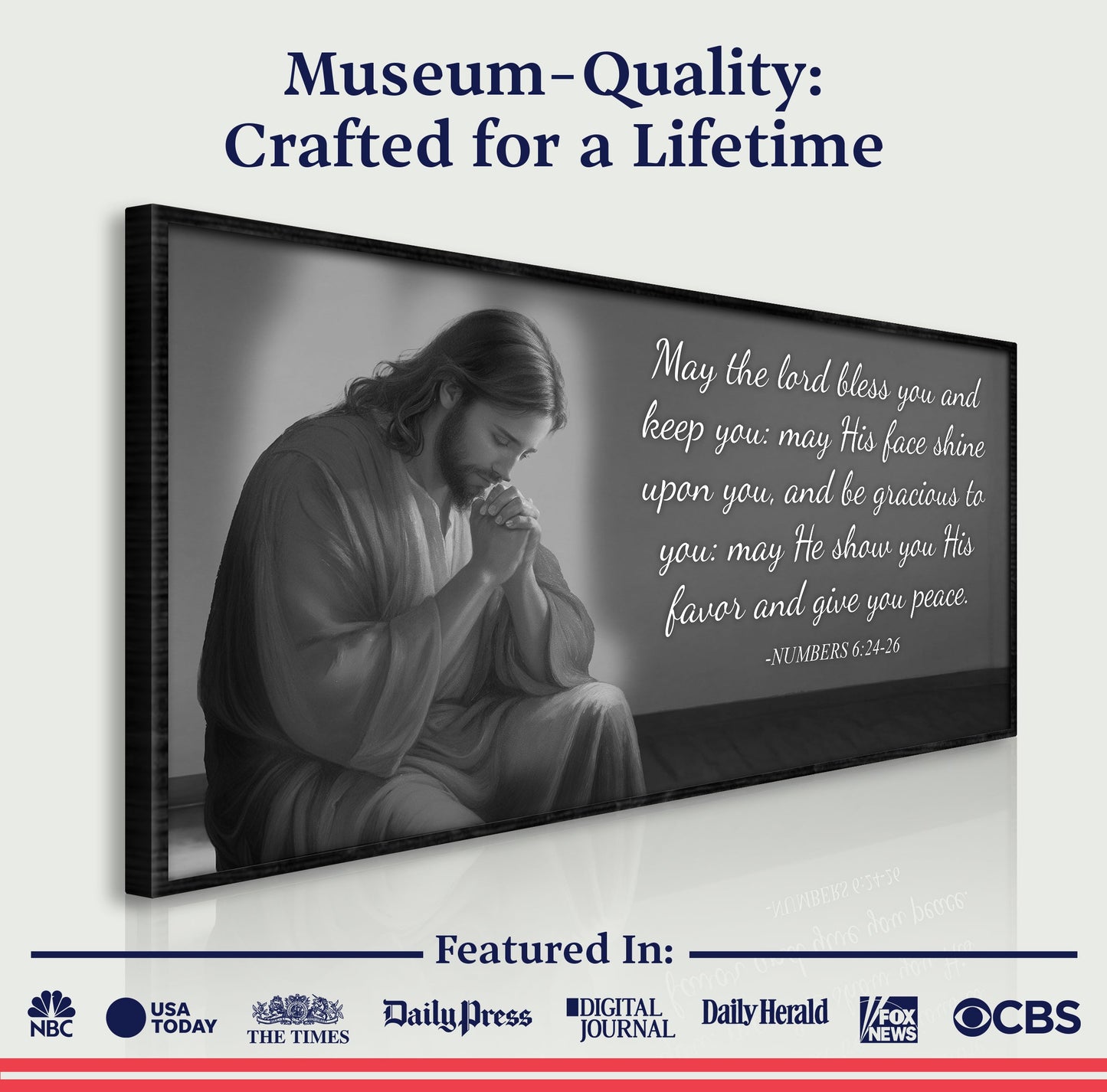 Tailored Canvases Numbers 6:24-26 Faith Sign III canvas grayscale prayer scene on Tampa Home & Garden Store