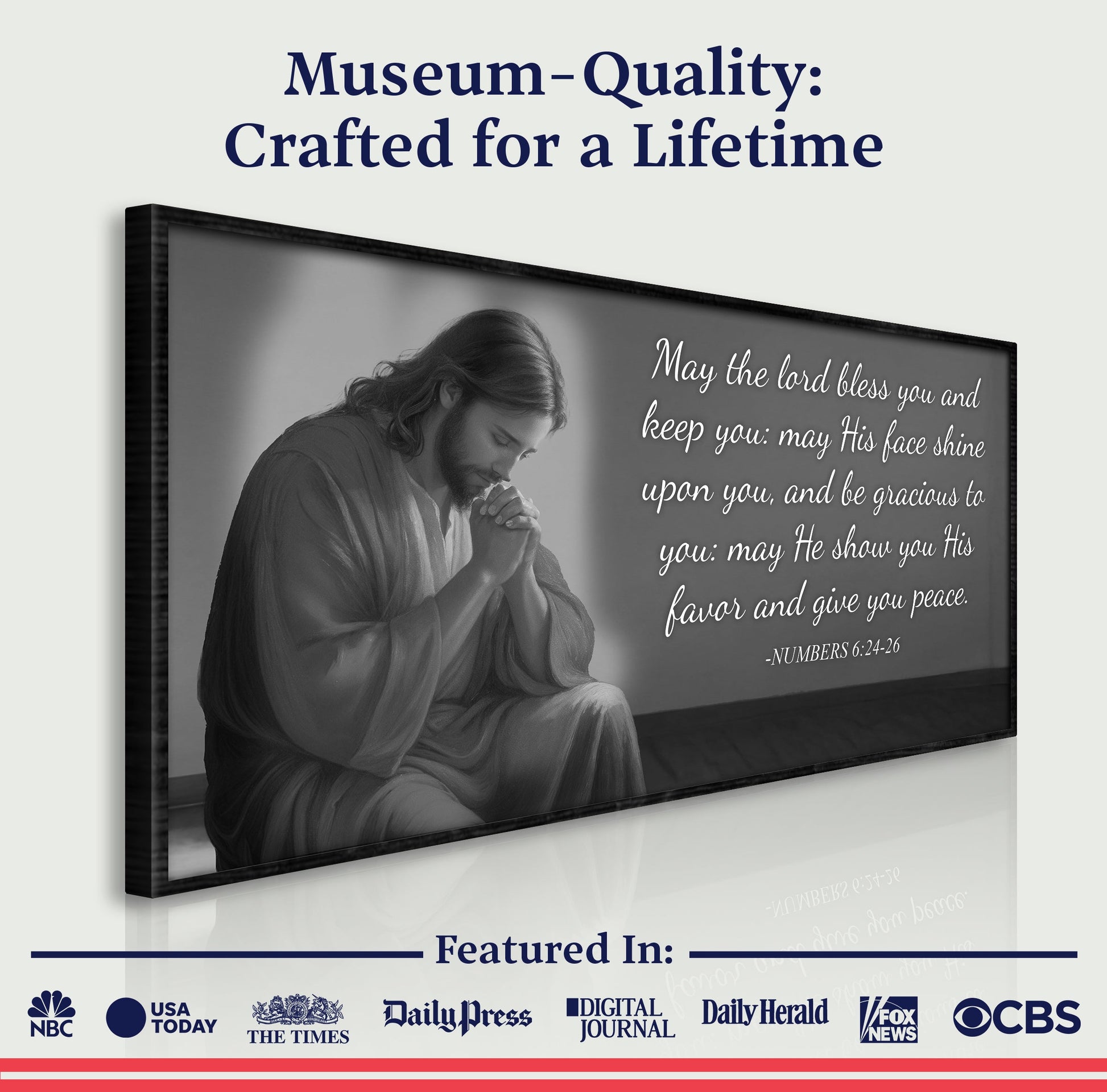 Tailored Canvases Numbers 6:24-26 Faith Sign III canvas grayscale prayer scene on Tampa Home & Garden Store