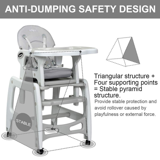 3-in-1 Baby High Chair with Lockable Universal Wheels - Tampa Home & Garden Store