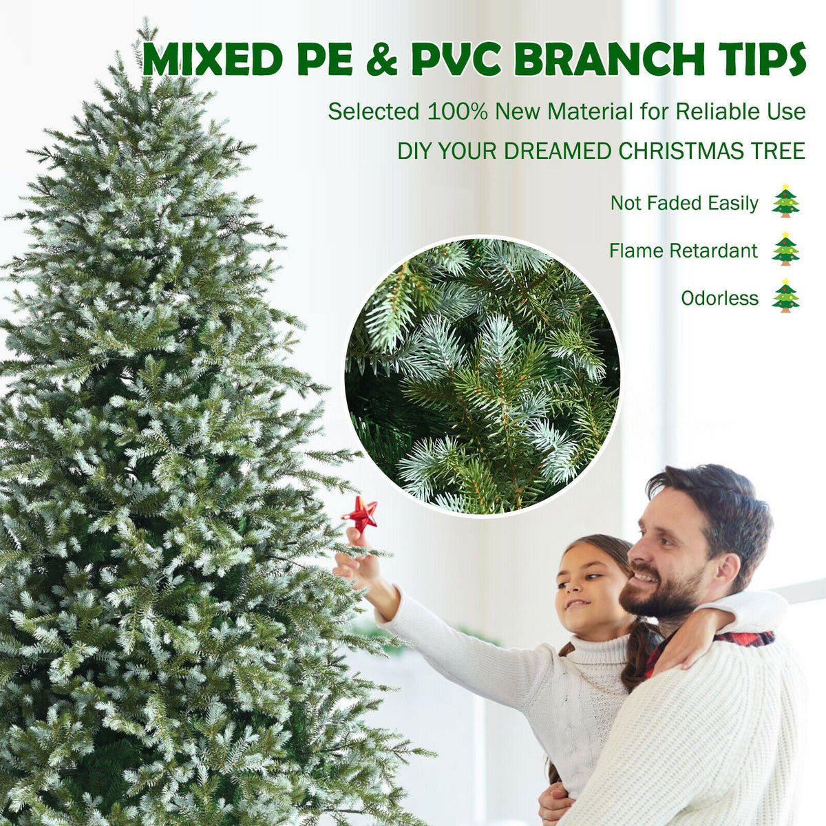 8 ft hinged artificial Christmas spruce tree with mixed PE and PVC tips DirectDeals on Tampa Home & Garden Store