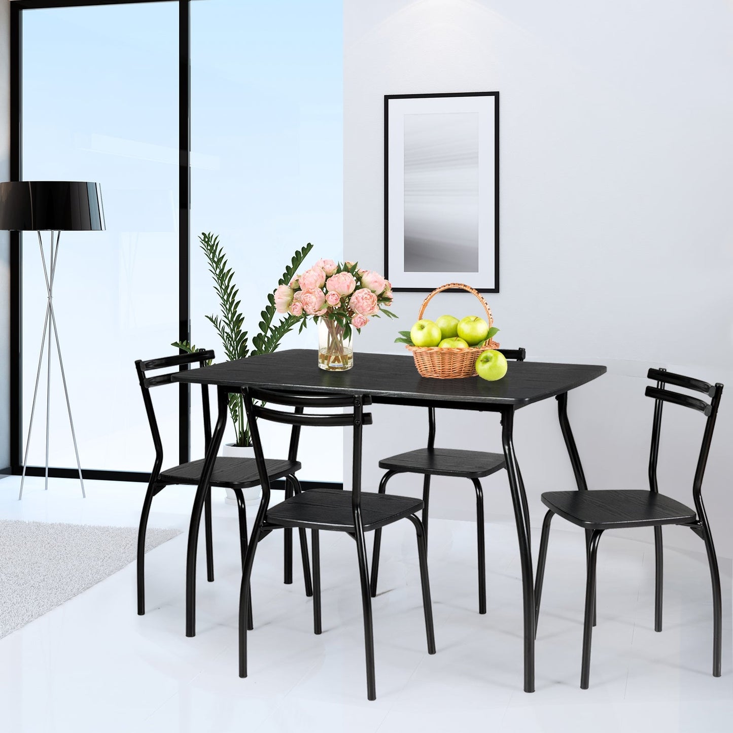 Juego de comedor de 5 piezas con 4 sillas y respaldos