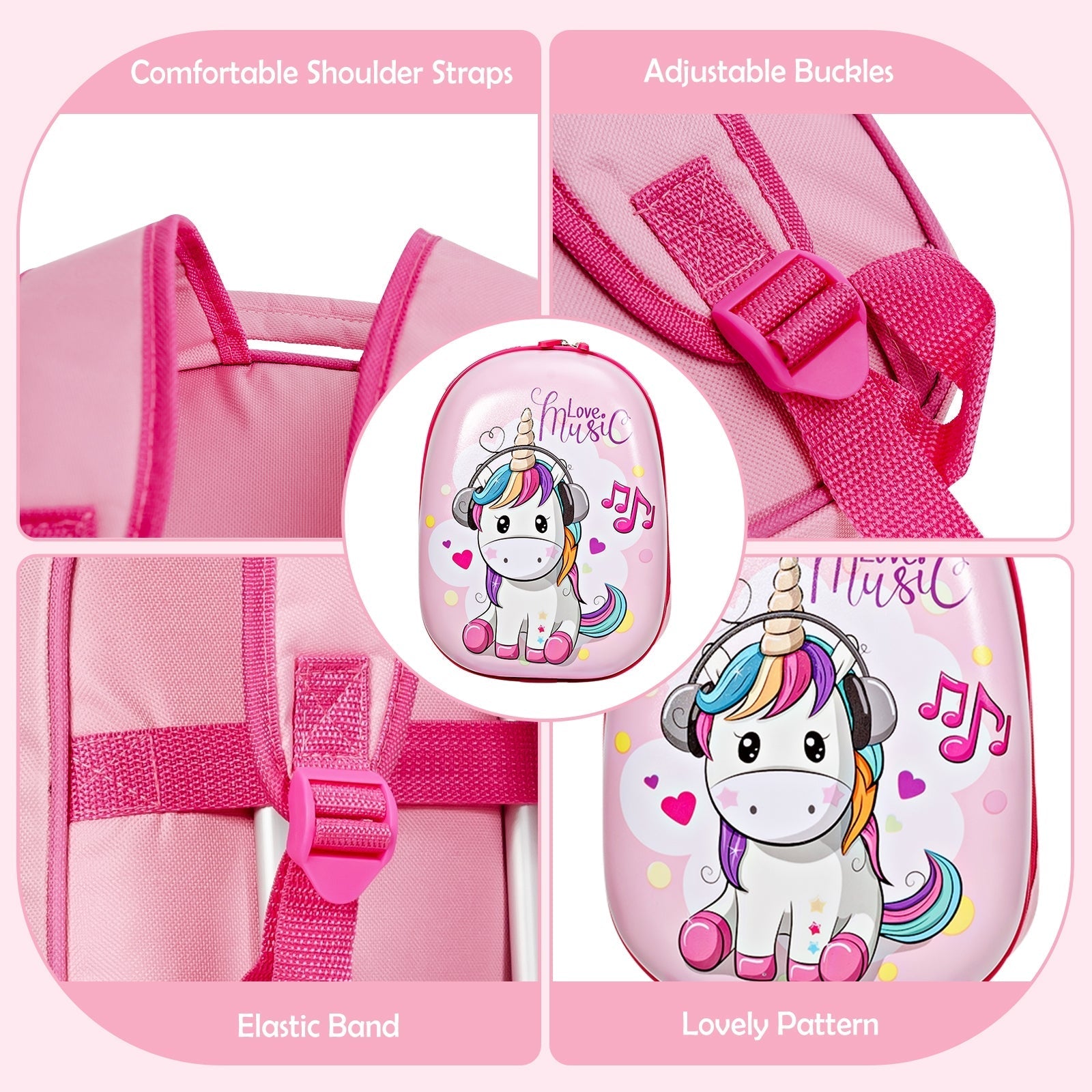 Kids luggage set GemGear: pink unicorn backpack and 16in carry-on with wheels on Tampa Home & Garden Store