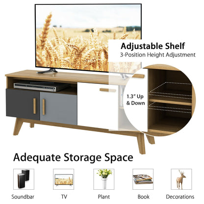 Mueble para TV de 65 pulgadas con 3 armarios de almacenamiento y 3 estantes abiertos para salón