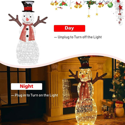 Snowman light sculpture, 80-light pre-lit indoor/outdoor wireframe with red scarf and top hat DirectDeals on Tampa Home & Garden Store