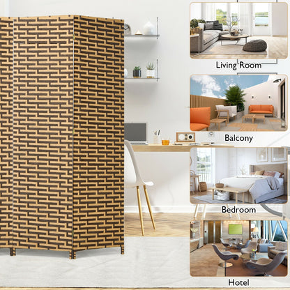 Divisor de ambiente biombo plegable de 4 paneles con bisagra inoxidable - Amarillo