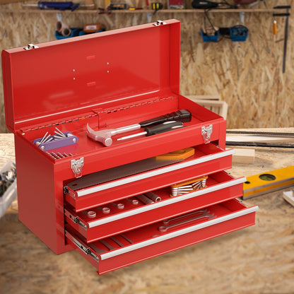Caja de herramientas portátil para mecánico de garaje con 3 cajones - Rojo