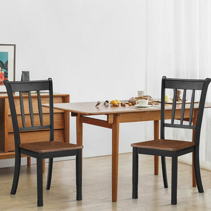 2 sillas de comedor de madera maciza con respaldo de huso Whitesburg, color negro