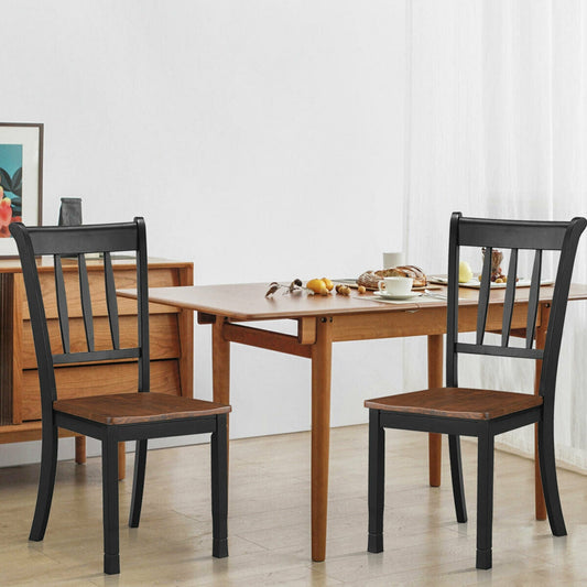 2 sillas de comedor de madera maciza con respaldo de huso Whitesburg, color negro