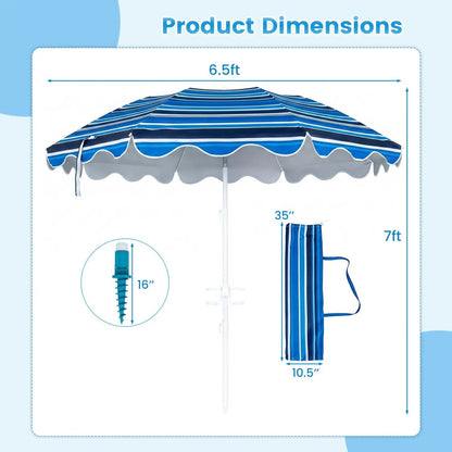 Beach Umbrella 6.5 ft With UPF Sun Protection