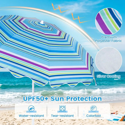 Beach Umbrella 6.5 ft With UPF Sun Protection