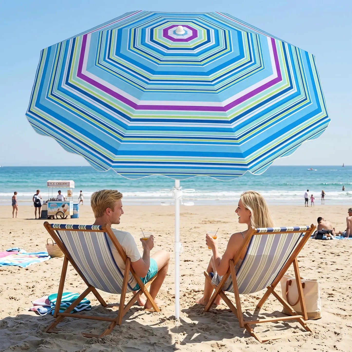 Beach Umbrella 6.5 Ft With UPF 50 Sand Anchor