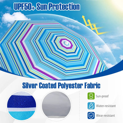 Beach Umbrella 6.5 Ft With UPF 50 Sand Anchor