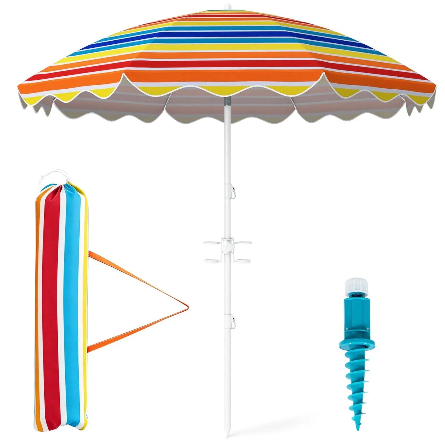 Beach Umbrella 6.5 Ft With UPF 50 Sand Anchor
