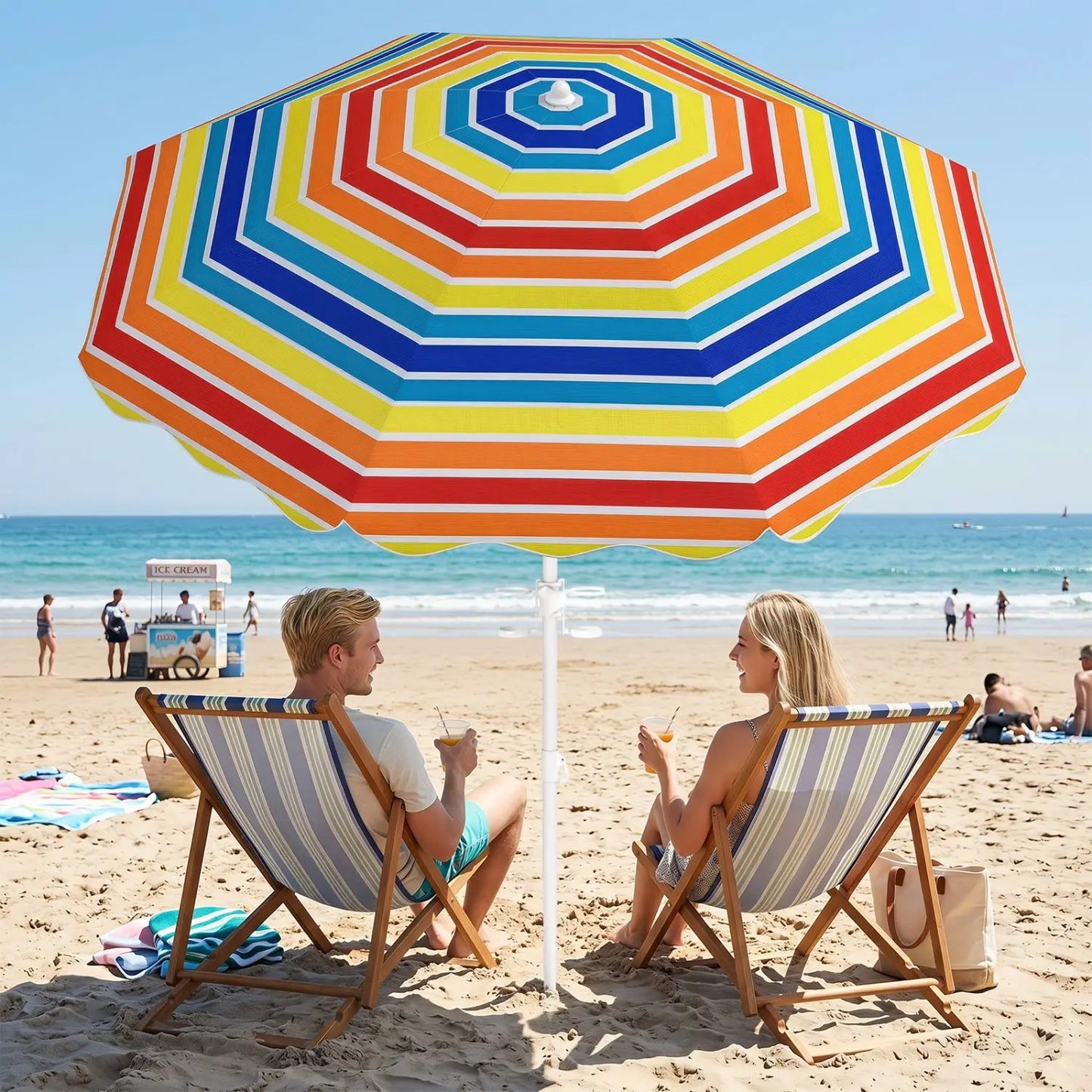 Beach Umbrella 6.5 Ft With UPF 50 Sand Anchor