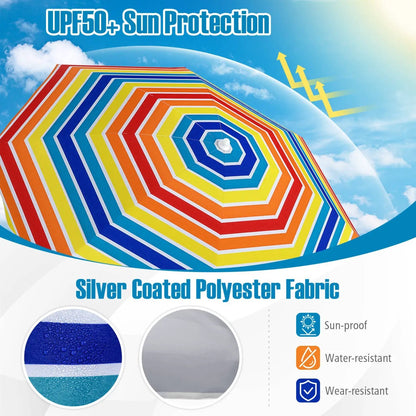 Beach Umbrella 6.5 Ft With UPF 50 Sand Anchor