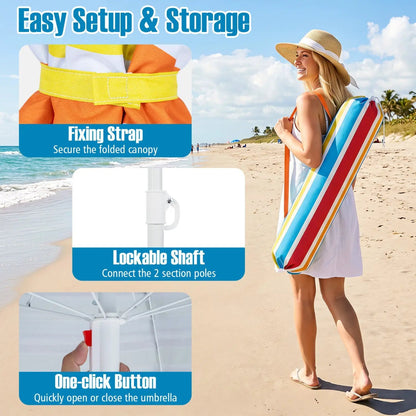 Beach Umbrella 6.5 Ft With UPF 50 Sand Anchor