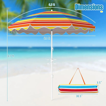 Beach Umbrella 6.5 Ft With UPF 50 Sand Anchor