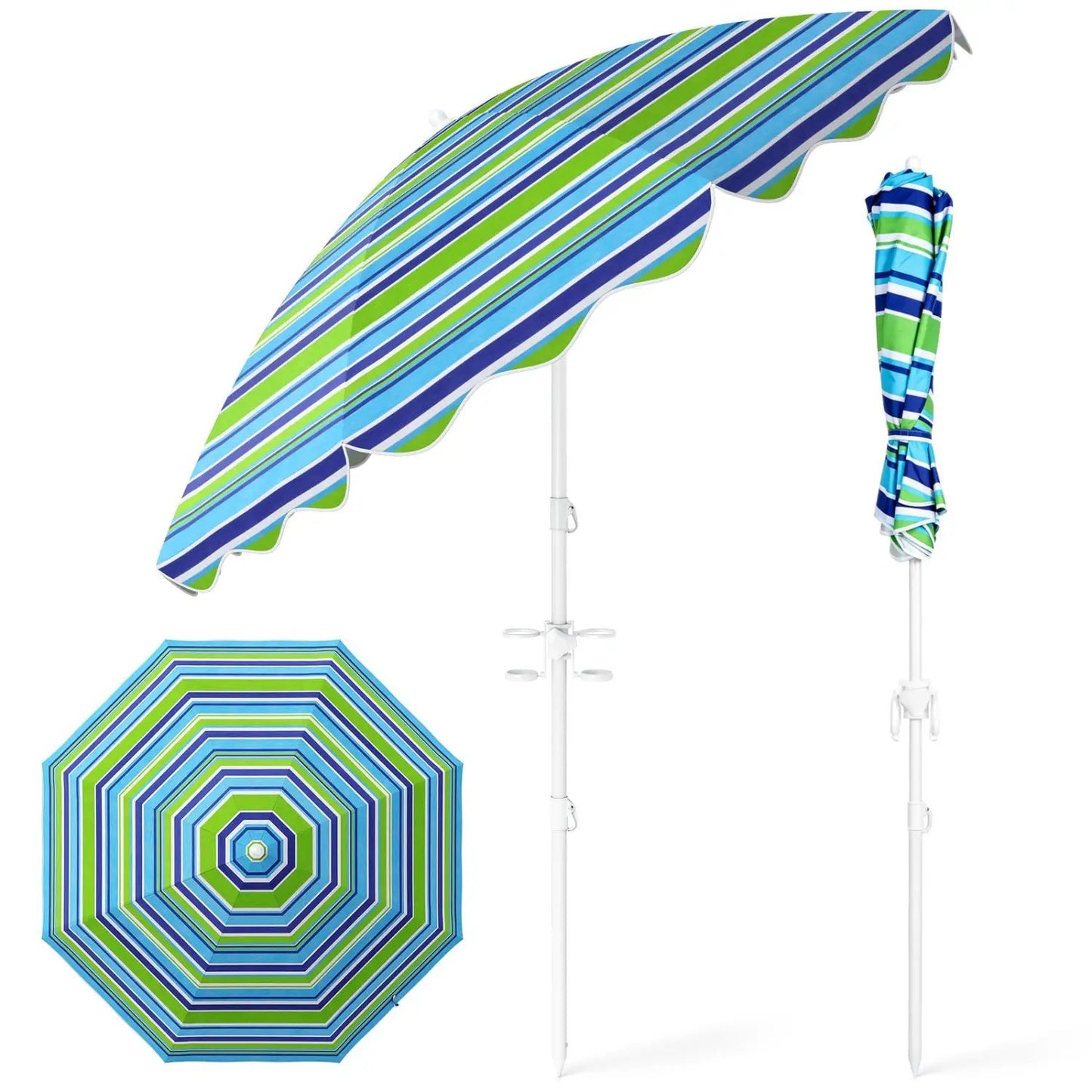 Beach Umbrella 6.5 Ft With UPF 50 Sand Anchor