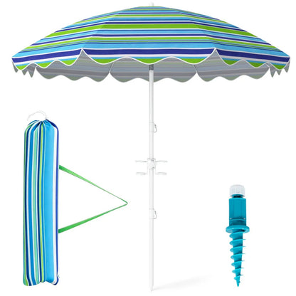 Beach Umbrella 6.5 Ft With UPF 50 Sand Anchor