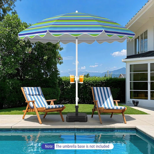 Beach umbrella 6.5 ft with UPF 50+ striped canopy and sand anchor by DirectDeals on Tampa Home & Garden Store