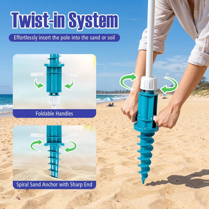 Beach Umbrella 6.5 Ft With UPF 50 Sand Anchor