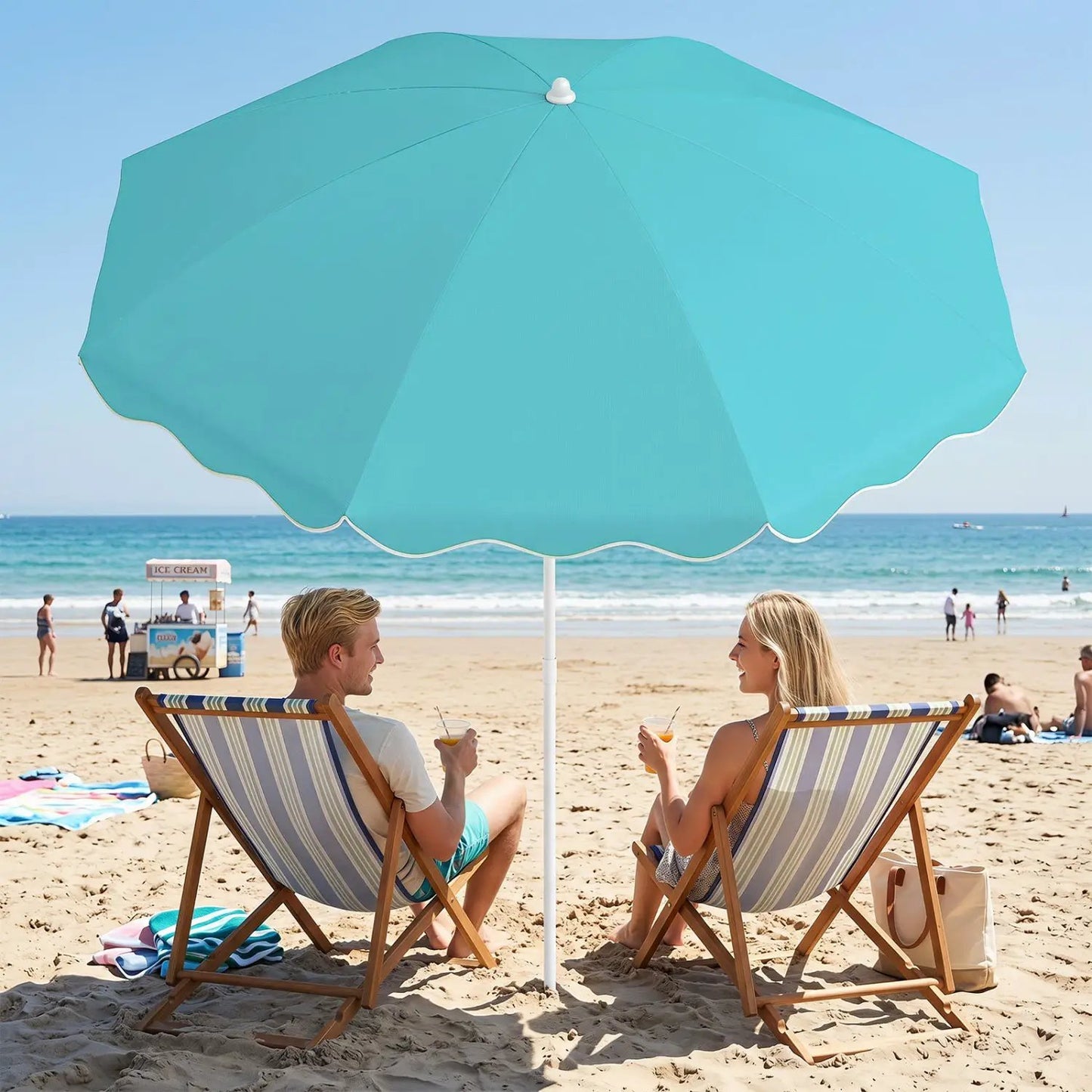 Beach Umbrella 6.5 Ft With UPF 50 Sand Anchor