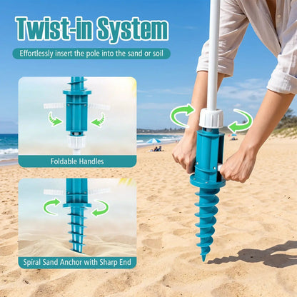 Beach Umbrella 6.5 Ft With UPF 50 Sand Anchor
