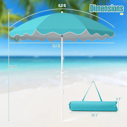Beach Umbrella 6.5 Ft With UPF 50 Sand Anchor