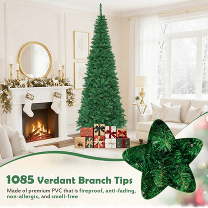 4.5 Ft Pre-Lit Premium Hinged Fir Pencil Tree