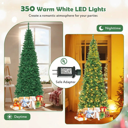 4.5 Ft Pre-Lit Premium Hinged Fir Pencil Tree
